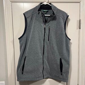 LL Bean Fleece Vest Mens Large Tall Gray Full Zip